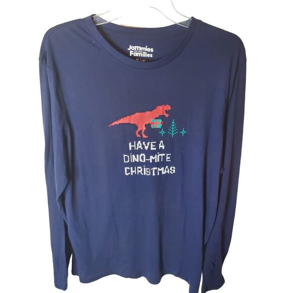 Jammies for Families Have a Dino-Mite Christmas Lounge Sleeve Tee, Mens Medium - Picture 1 of 5